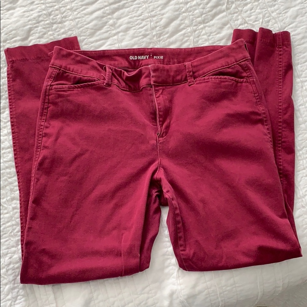 Fuschia pixie pants.